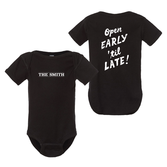 THE SMITH OPEN EARLY TIL' LATE ONESIE